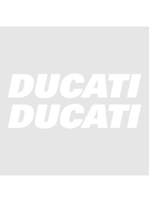  Kit 2 ADESIVI per SERBATOIO MOTO Scritta DUCATI Adesivo BIANCO STICKERS Racing 
