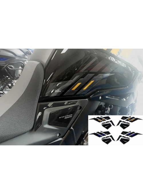 2 ADESIVI 3D PROTEZIONI LATERALI SERBATOIO MOTO compatibili SUZUKI V-STROM 1050