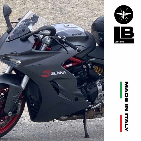 2 αυτοκόλλητα με προ-διαστήματα Senna γράμματα συμβατά με Ducati Senna - 25x6cm