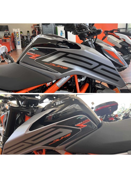 Adesivi 3D laterali per serbatoio moto compatibili con Ktm Duke 125 2021 - 2022