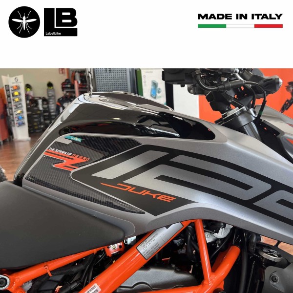Autocollants 3D pour réservoir latéral de moto compatible avec Ktm Duke 125 2021 - 2022