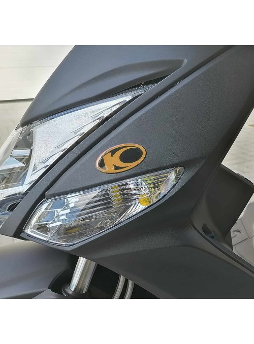 2 ADESIVI LOGO in RESINA gel 3D compatibili per scooter Kymco Nero-ORO