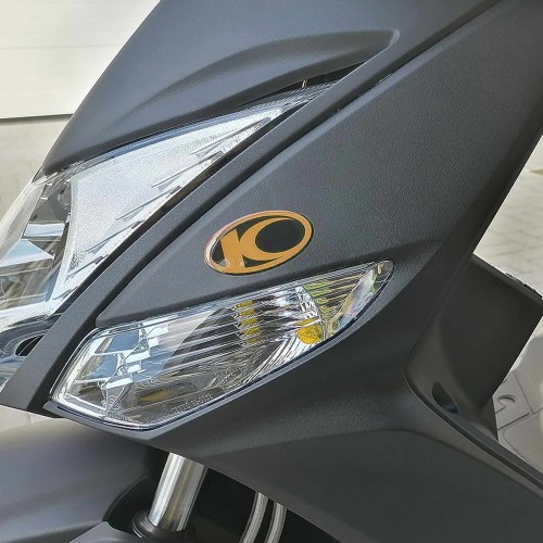 2 ADHESIVOS LOGOTIPO DE RESINA 3D compatibles para scooters Kymco Negro-ORO