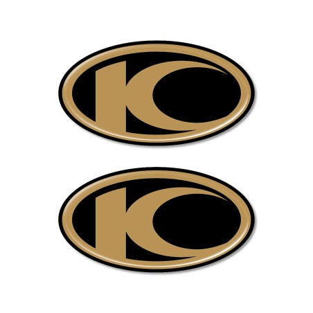 2 ADHESIVES 3D RESIN GEL LOGO compatibles pour scooters Kymco Noir-Or