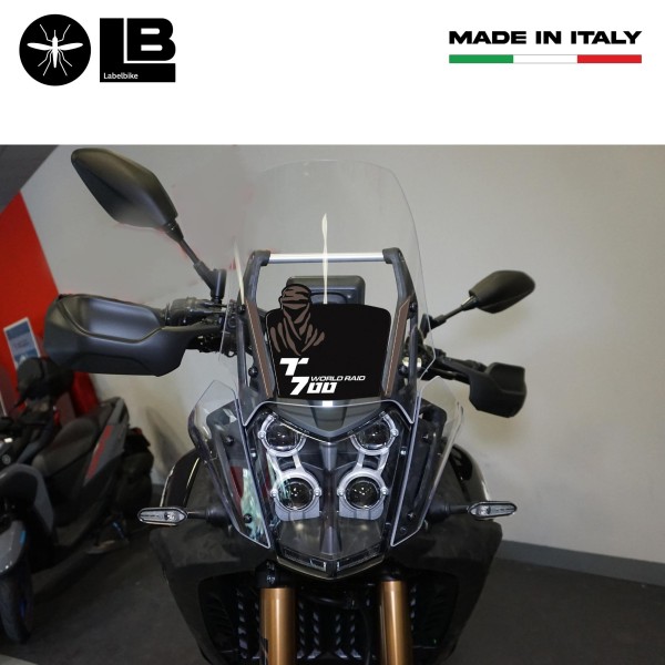 Autocollants 3D pour pare-brise de moto compatibles avec Yamaha Tenere 700 World Raid - Noir