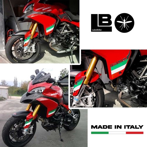 AUTOCOLLANT 3D TRICOLORE ITALIE POUR MOTO DUCATI MULTISTRADA 1200 2010-2014 2