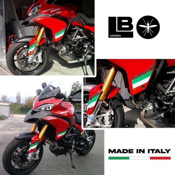 AUTOCOLLANT 3D TRICOLORE ITALIE POUR MOTO DUCATI MULTISTRADA 1200 2010-2014