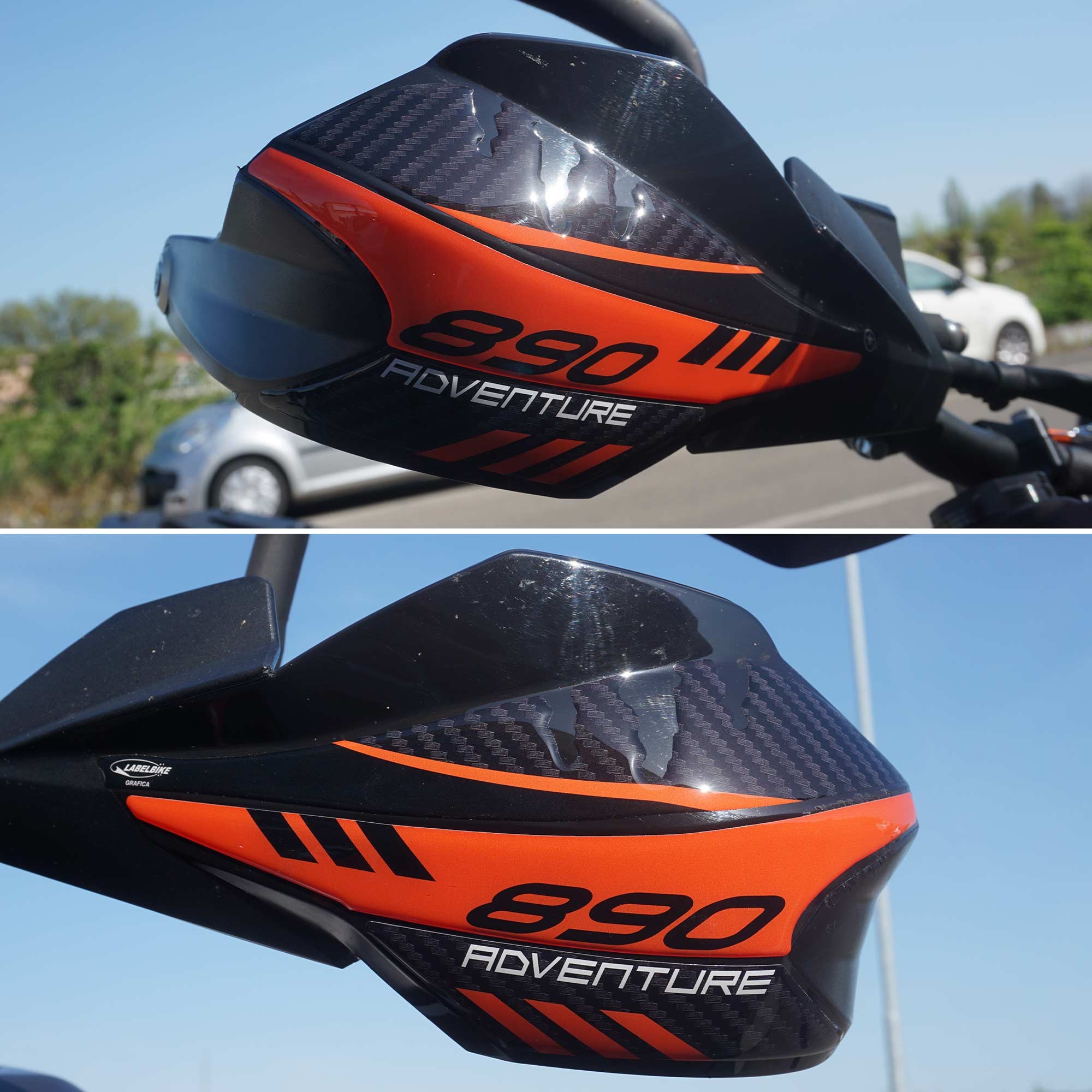 Adesivi 3D Protezione Paramani moto compatibile con KTM 890 Adventure  2021-2022