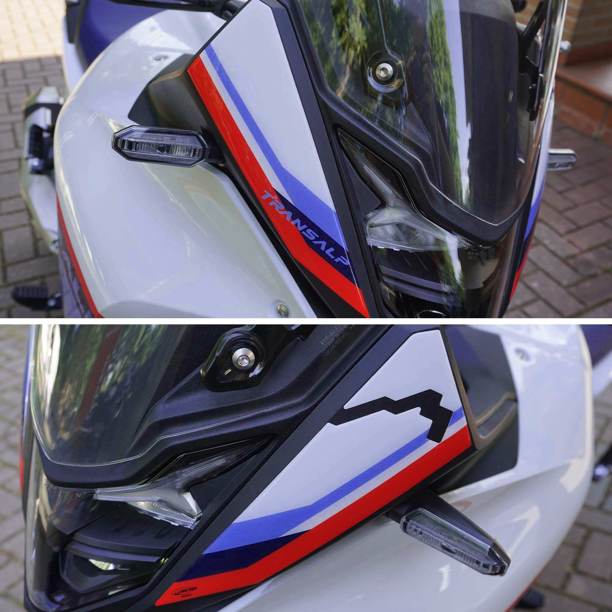 Adesivi 3D protezioni muso frontale moto compatibili con Honda Transalp 2023