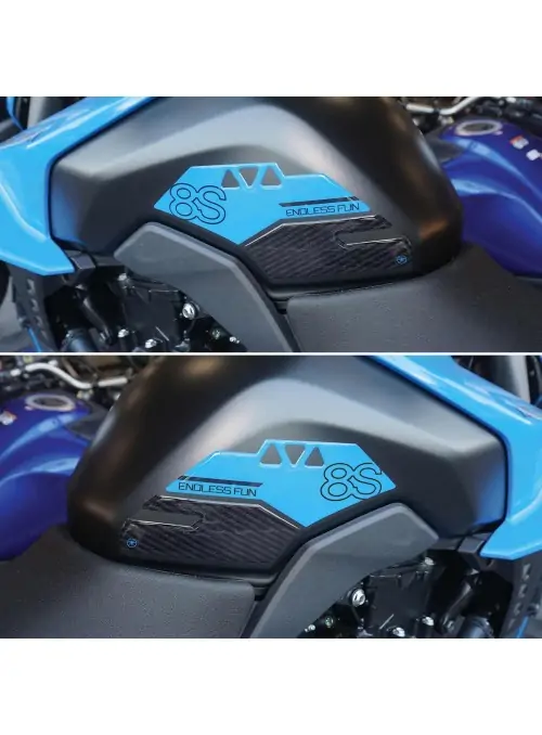 Adesivi 3D protezioni laterali serbatoio moto compatibili con Suzuki GSX-8S