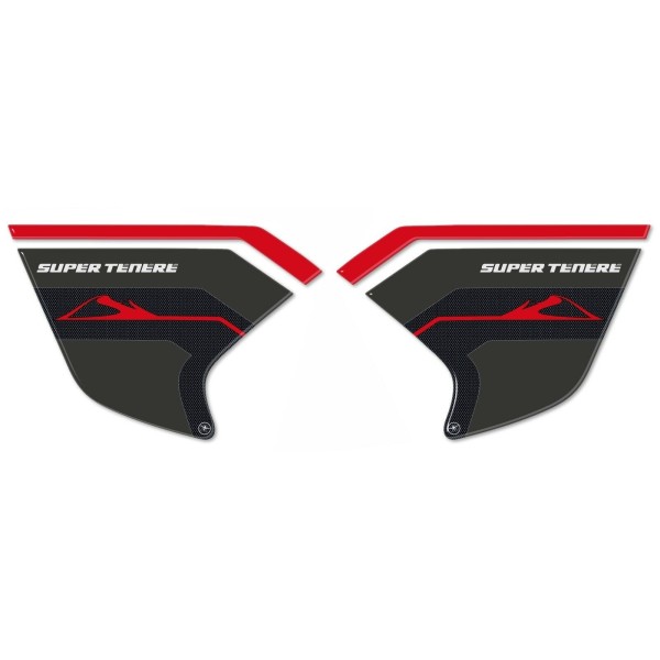 3D MOTO SIDE PROTECTIONS συμβατά με YAMAHA SUPER TENERE κόκκινα αυτοκόλλητα τζελ
