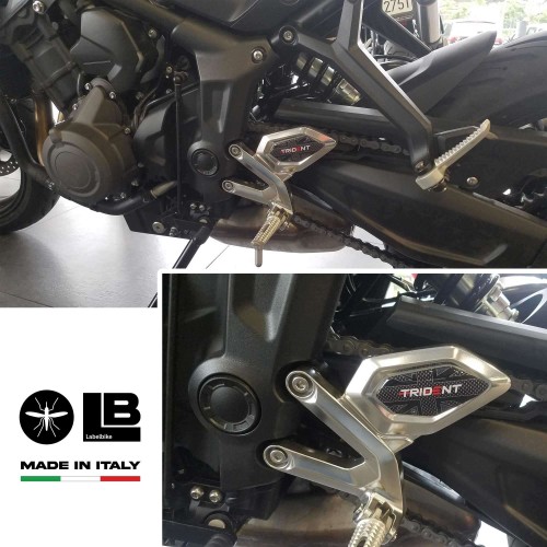 3D resin stickers for heel pads compatible with Triumph Trident from 2021-25 2