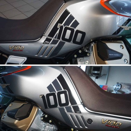 Autocollants latéraux de réservoir compatibles avec Moto Guzzi V100 Mandello 2022 - 2025