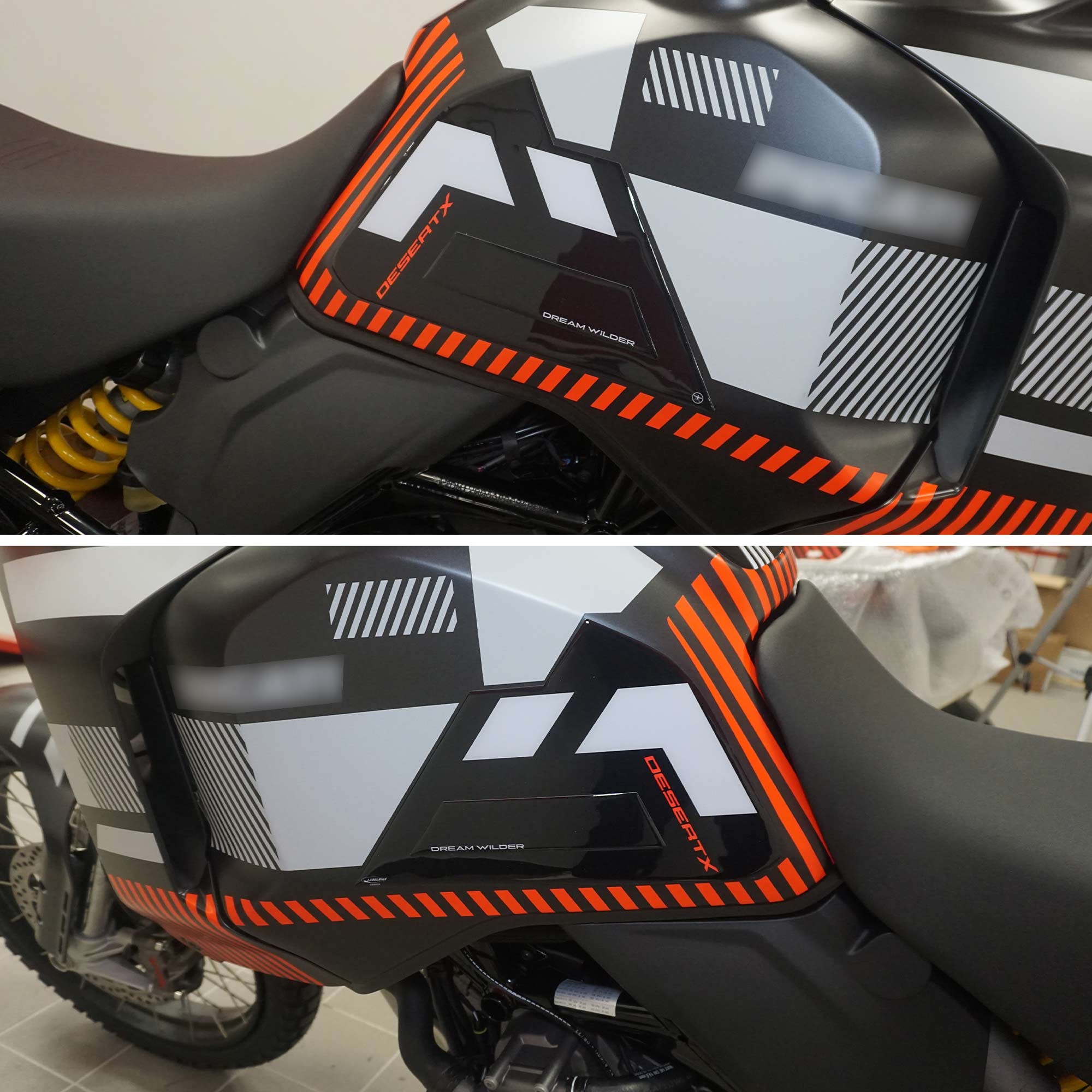 Adesivi Protezioni laterali serbatoio moto compatibili con Ducati DesertX  2023