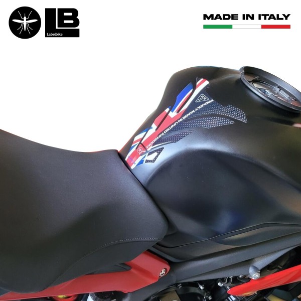 AUTOCOLLANT 3D DE PROTECTION DE RÉSERVOIR COMPATIBLE AVEC LES MOTOS TRIUMPH - UNION JACK CARBON