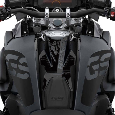 Pegatina 3D protector de depósito de moto compatible con BMW R 1250 GS Triple Negro 2021-23