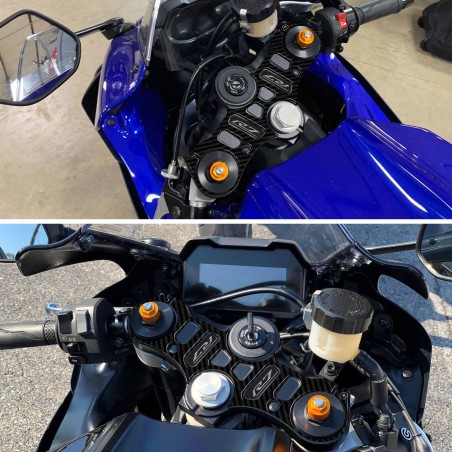 Selbstklebende 3D Lenkradgabelplatte kompatibel mit Yamaha R7 2021-25