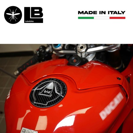 Adhesivo tapa depósito 3D compatible con motos Ducati Panigale V4 2018-2024.