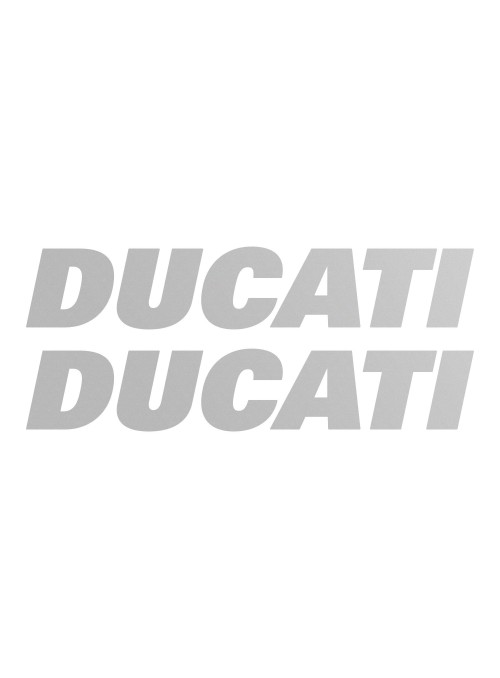 Kit 2 ADESIVI per SERBATOIO MOTO Scritta DUCATI Adesivo ARGENTO STICKERS Racing
