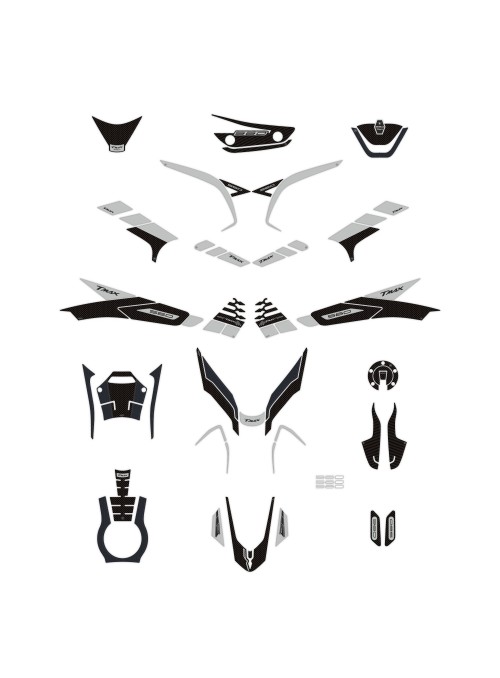 Kit adesivi 3D argento protezioni scooter compatibili con Yamaha Tmax 560 2022