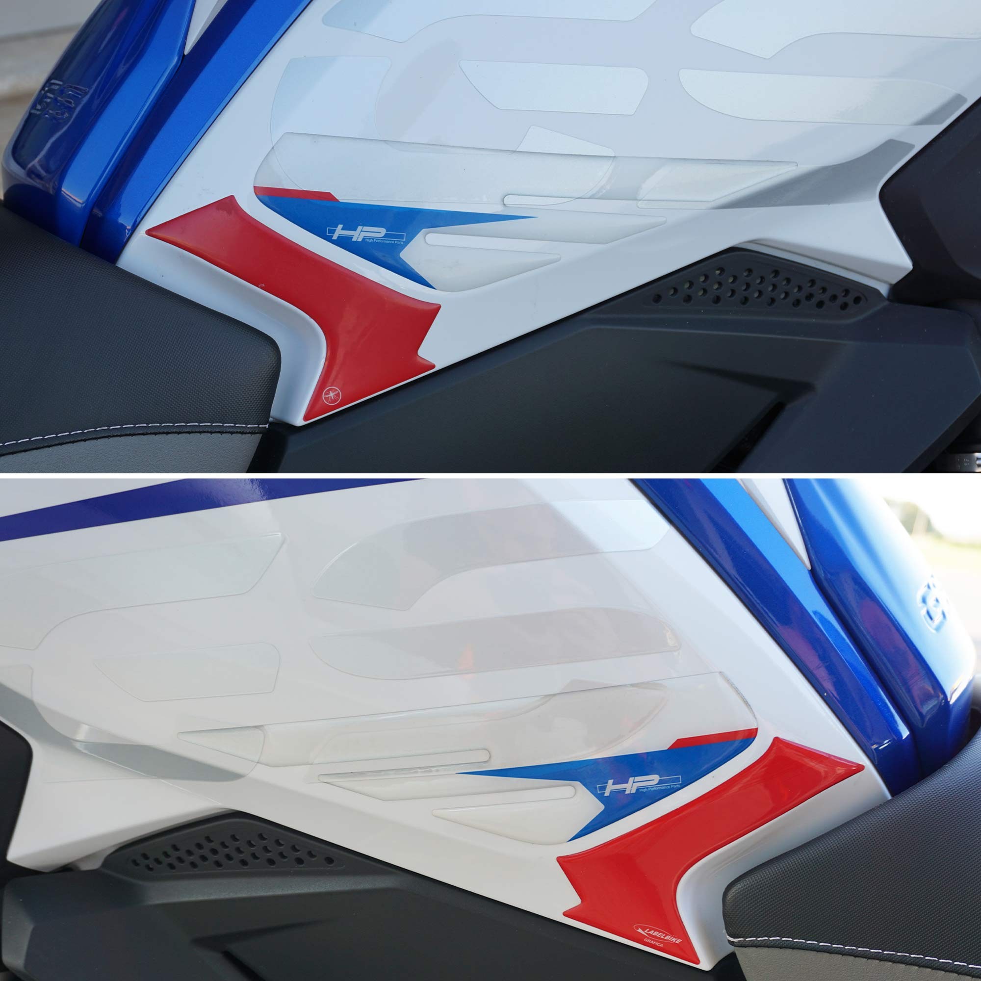 kit ADESIVI 3D PROTEZIONI LATERALI compatibili per MOTO BMW GS R1250 serie  HP