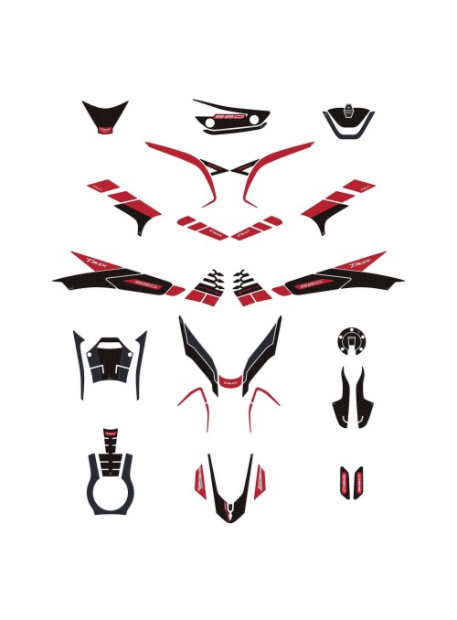 Kit adesivi 3D rosso protezioni scooter compatibili con Yamaha Tmax 560 2022-23