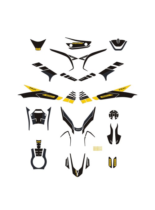 Kit adesivi 3D giallo protezioni scooter compatibili con Yamaha Tmax 560 2022-23