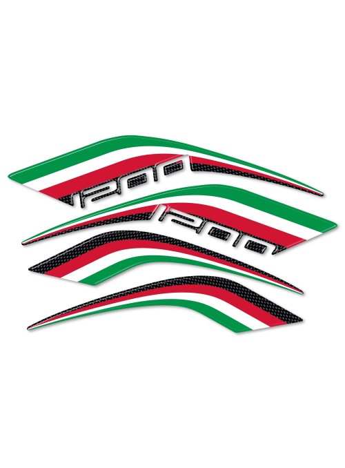 Kit ADESIVI 3D TRICOLORE PROTEZIONI Coda per MOTO DUCATI MULTISTRADA 1200 Italia 2010-2014