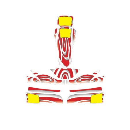 Kit d'autocollants Crystal Go-Kart pour carénages FP7 GoKart 100-120-150 Rouge-Blanc