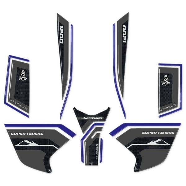 KIT 3D ΡΕΖΙΝΗ ΑΛΛΗΛΕΓΓΥΗΤΙΚΕΣ ΠΡΟΣΤΑΣΙΕΣ ΓΙΑ MOTORCYCLE συμβατό YAMAHA SUPER TENERE μπλε
