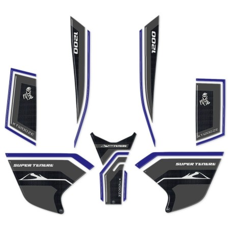 KIT 3D ΡΕΖΙΝΗ ΑΛΛΗΛΕΓΓΥΗΤΙΚΕΣ ΠΡΟΣΤΑΣΙΕΣ ΓΙΑ MOTORCYCLE συμβατό YAMAHA SUPER TENERE μπλε
