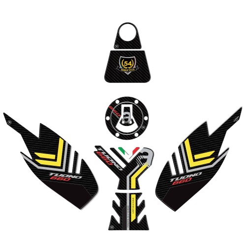                             Πλήρες σετ αυτοκόλλητων 3D συμβατό με Aprilia Tuono 660 yellow 2021-2023
                          