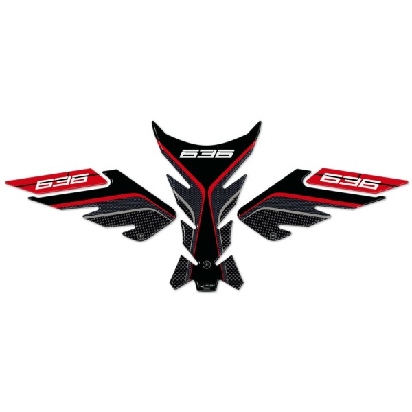 Kit gel 3D protectores depósito moto compatible Kawasaki ZX-6R ninja 636-rojo