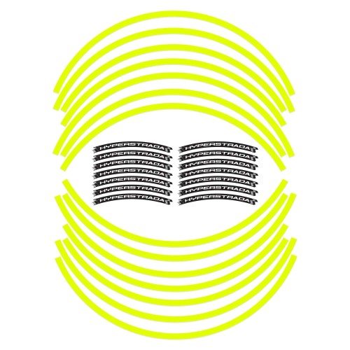 KIT BANDA ADHESIVA COMPATIBLE LLANTAS 17 MOTO DUCATI HYPERSTRADA - AMARILLO FLUO 2