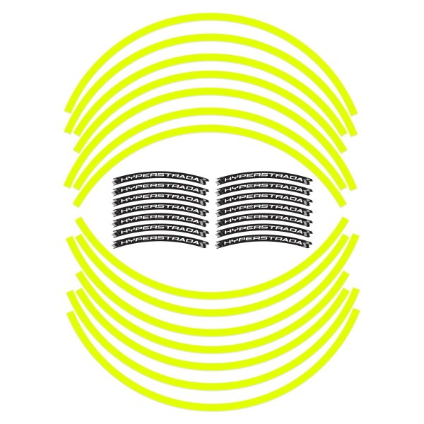 KIT BANDA ADHESIVA COMPATIBLE LLANTAS 17 MOTO DUCATI HYPERSTRADA - AMARILLO FLUO