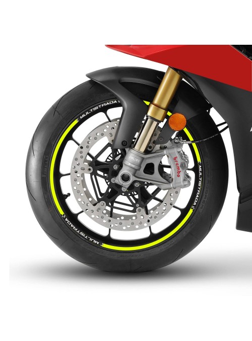 KIT STRISCE ADESIVE compatibili CERCHI 17 MOTO DUCATI MULTISTRADA - GIALLO FLUO