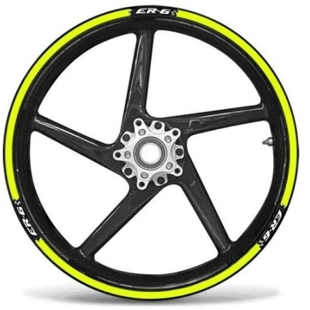 KIT BANDES ADHESIVES compatible avec 17 JANTES MOTORCYCLE KAWASAKI ER6N ER6F JAUNE FLUO