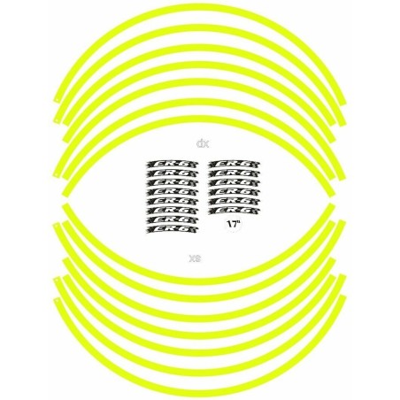 KIT BANDES ADHESIVES compatible avec 17 JANTES MOTORCYCLE KAWASAKI ER6N ER6F JAUNE FLUO