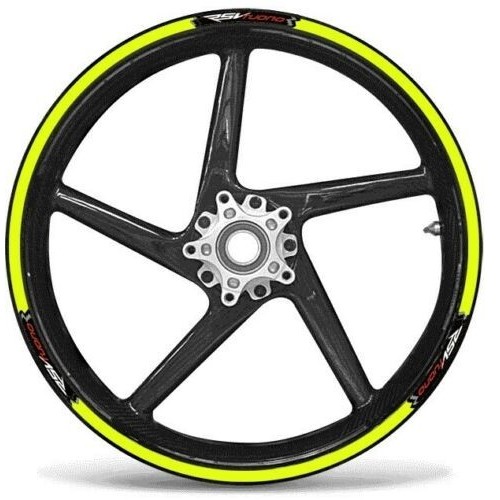 KIT ADHESIVO compatible para llantas 17 MOTO APRILIA RSV TUONO YELLOW FLUO