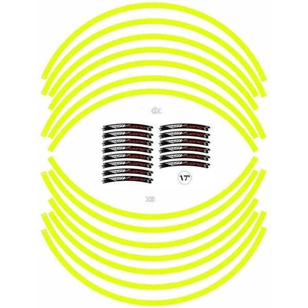 KIT ADHESIVO compatible para llantas 17 MOTO APRILIA RSV TUONO YELLOW FLUO