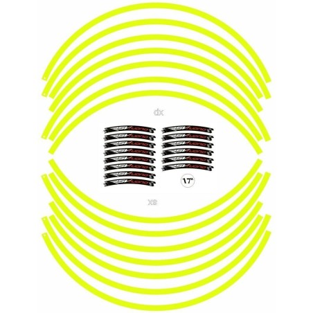 KIT ADHESIVO compatible para llantas 17 MOTO APRILIA RSV TUONO YELLOW FLUO