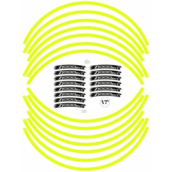 ADHESIVE STRIP KIT kompatibel für 17 FELGEN MOTORRAD KAWASAKI Z1000SX YELLOW FLUO