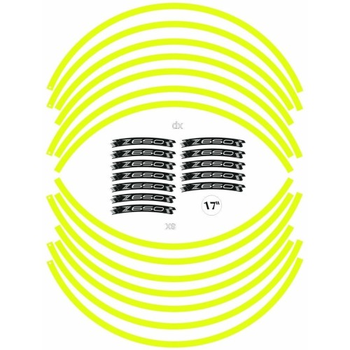 ADHESIVE STRIP KIT compatible para 17 RINES MOTO KAWASAKI Z650- YELLOW FLUO 2
