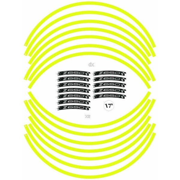 KIT BANDES ADHESIVES compatible pour jantes 17 MOTO KAWASAKI Z650- JAUNE FLUO