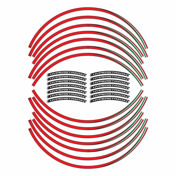 ADHESIVE STRIP KIT kompatibel für MOTO DUCATI HYPERSTRADA Aufkleber 17" FELGEN