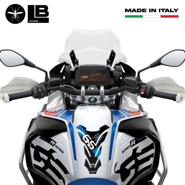 3d adhesive tank protector compatible with bmw gs carbon blue