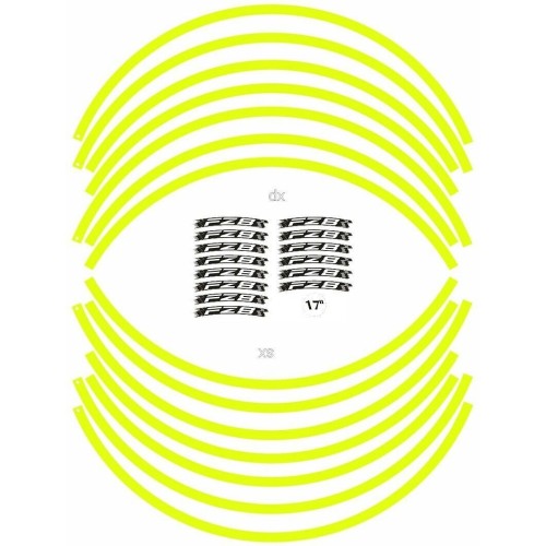 ADHESIVE STRIP KIT compatible for 17 NAKED MOTORCYCLE RIMS YAMAHA FZ8 YELLOW FLUO 2