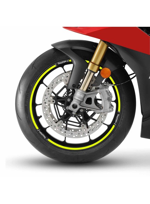 Kit strisce adesive compatibili per cerchi 17 moto Triumph giallo fluo