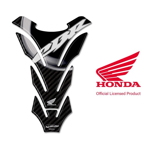 Protection de réservoir moto CBR Licence officielle Honda Autocollant résine 3D blanc carbone