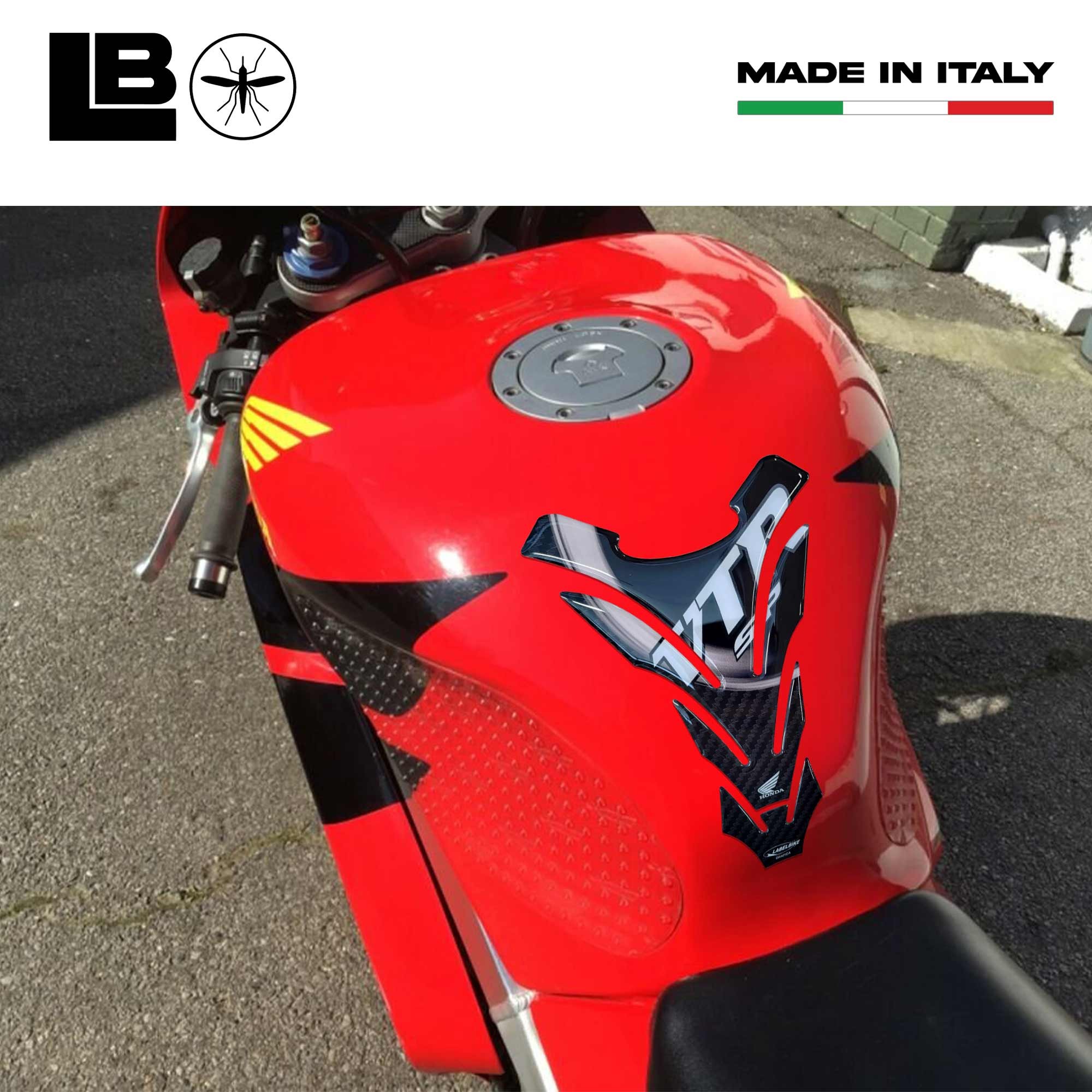 Adesivo 3D Honda Per Tappo Serbatoio - Licenza Ufficiale, Resina Gel, Rosso